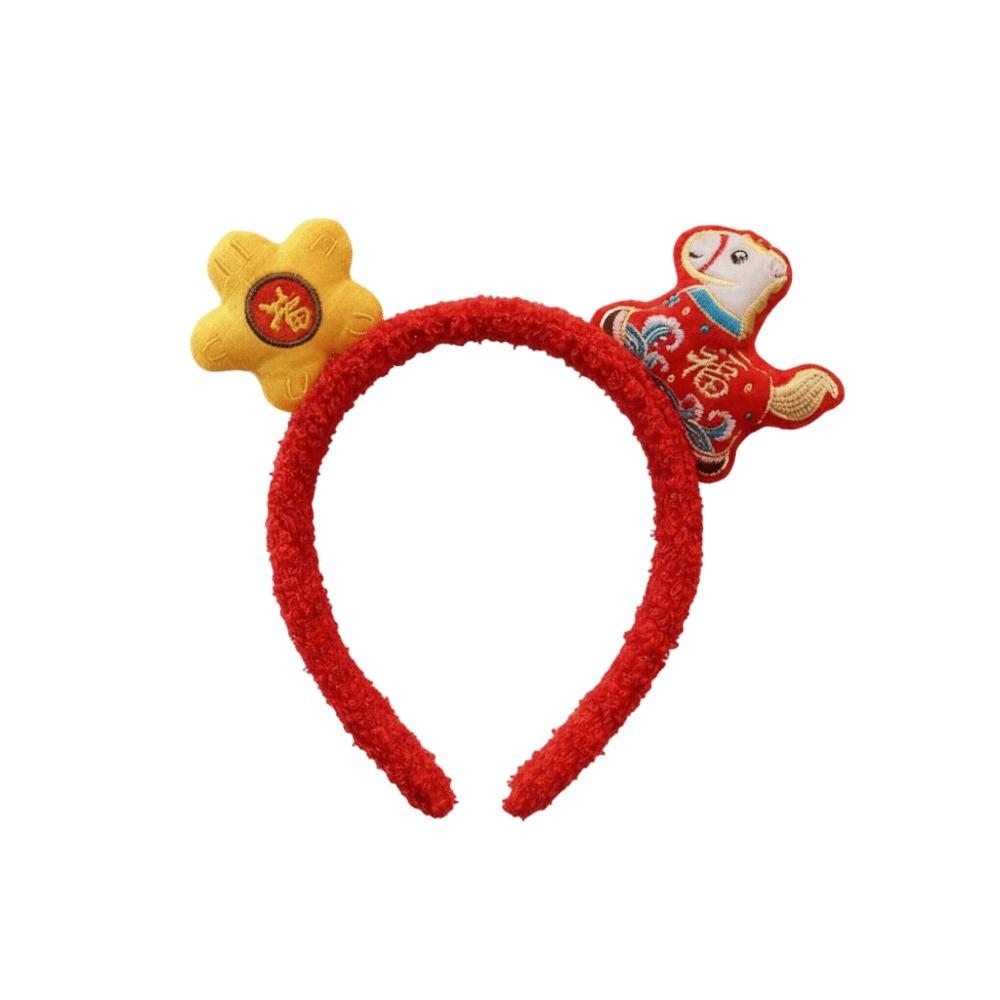Kreslená obruč do vlasů s koňským ohonem Pony Novoroční pokrývka hlavy Sladká 2026 Novoroční čelenka Foto rekvizita