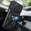 Military Grade Slide Camera Lens Protection Armor Case for iPhone 16 15 14 Plus 13 12 11 Pro Max With Metal Ring Bumpers Cover