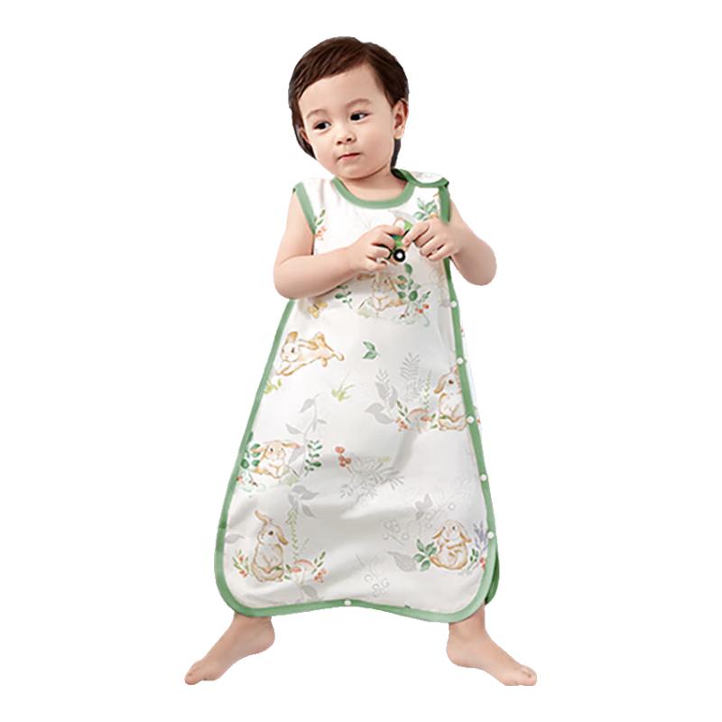 AIBEDILA Summer Bamboo Cotton Baby Sleeveless Split-Leg Sleeping Bag L (75-105cm)