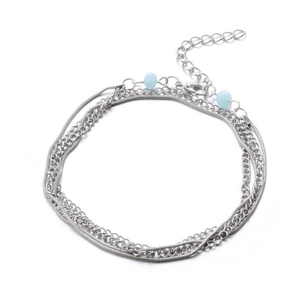 Brățară de gleznă cu margele boeme, lanț multi-strat, modă pentru femei, argint și aur, șarpe, lanțuri, glezne, brățări pentru picior, bijuterii cadouri