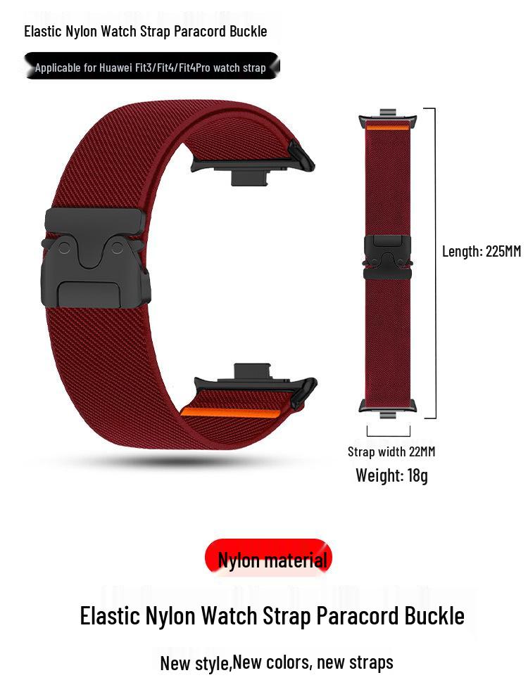 Elastic Nylon Watch Strap with Parachute Buckle for Huawei Fit3/Fit4/Pro (Metal Lugs)