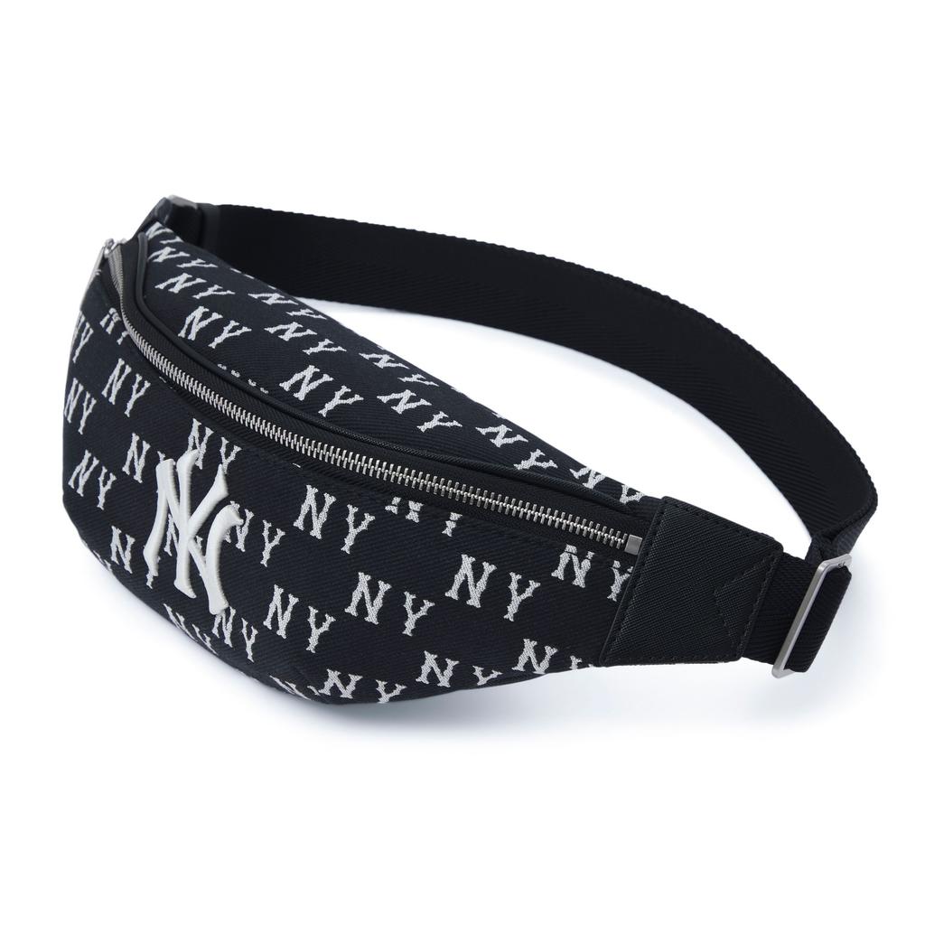 MLB Monogram Series Vintage Floral Print NY Yankees Large Logo Shoulder Zipper Bag Unisex Shoulder Bag Black 3AHSM014N-50BKS