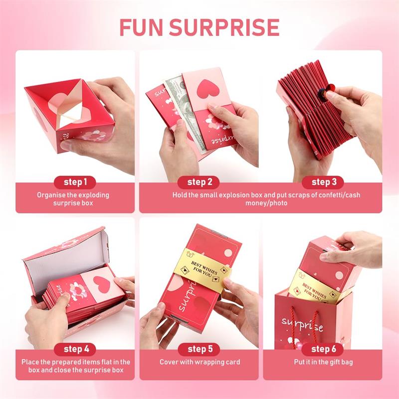 Подарункова коробка-сюрприз. Подарункова коробка-вибух для грошей, смішна коробка-грошівка для грошового подарунка, складна подарункова коробка, що підстрибує, на день народження, ювілей, Валентина, пропозиція