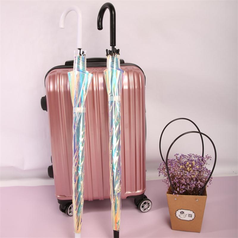 Creative Color Changing Umbrella Transparent PVC Long Handle Umbrella Windproof Colorful Girls Umbrellas Guarda Chuva Gift SY323