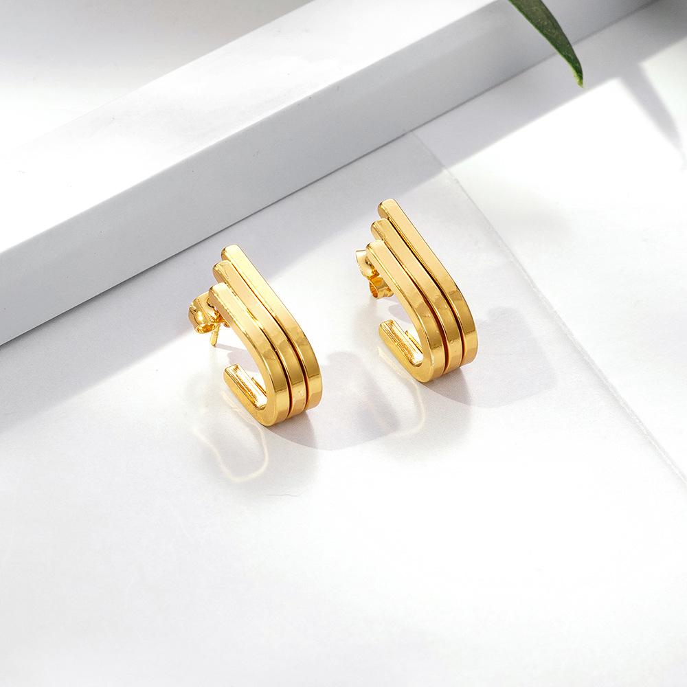 IMI Gold Titanium Steel Geometric Earrings for Women - High-end Light Luxury Design YE298