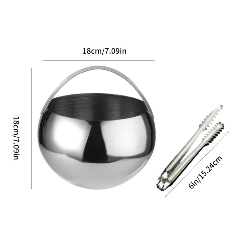 Round Ice Buckets With Stainless Steel Tongs 2L Capacity Ice Cooling Container For Cocktails Parties Indoor and Outdoor