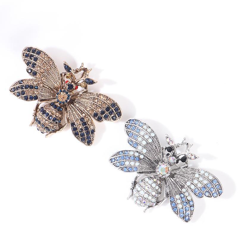 Rhinestone Bee Insect Brooches Vintage Metal Pin Scarf Clip Clothes Accessories
