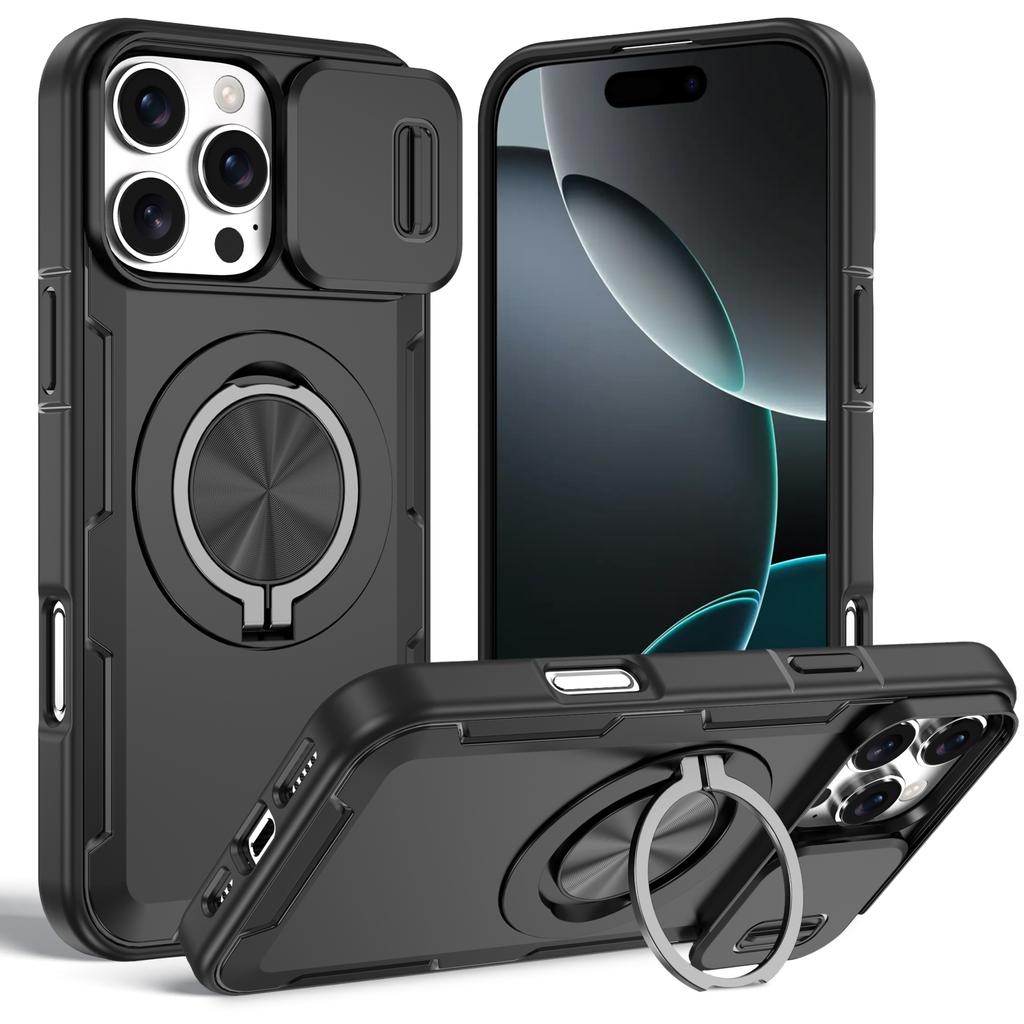 Anti-Shock Case for Iphone 17 Pro Max Iphone17 16 Plus 12 13 15 14 Pro Max Iphone16 Dual Layer Magnetic Ring Holder for Magsafe