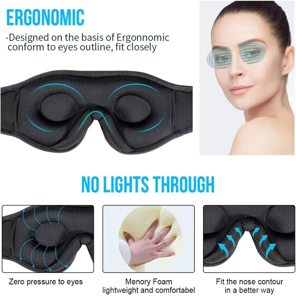 Stereo Wireless 3D Eye Mask Super Soft Bluetooth 5.0 Fleece Headband with Built-in HD Speaker Music Play Sleeping Headphones