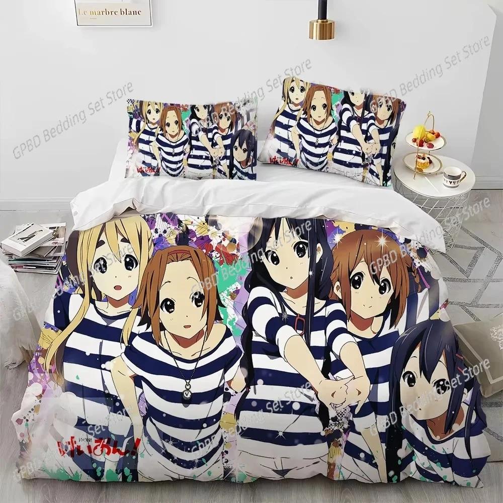 Comforter K-On Kawaii Girls Anime Bedding Set 3D Printed Suitable For Bedroom Kids Home Textile