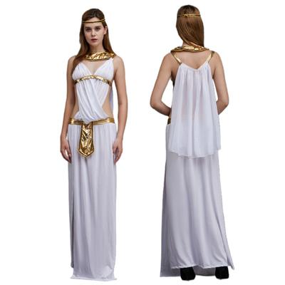 Reine Égyptienne Cléopâtre Robe Blanche Costume Cosplay Halloween Tenues de Scène Mascarade Carnaval pour Femmes
