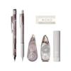 Набір канцелярських товарів Tombow Pencil MONO x PiT Pastel Glass Brown, 6 предметів (Механічний олівець 0,5 мм x 2 Гумка Клей-стік Коригувальна стрічка Клей-стрічка)