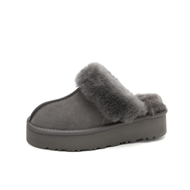 Henan Sangpo fluffy slippers thick-bottomed outer wear women's autumn and winter new sheepskin and fur integrated warm and velvet wool slippers