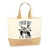 Tote Bag - PLANETEE - Quad 2 I Can't - Natural Jute - Printed In France - Large Capacity