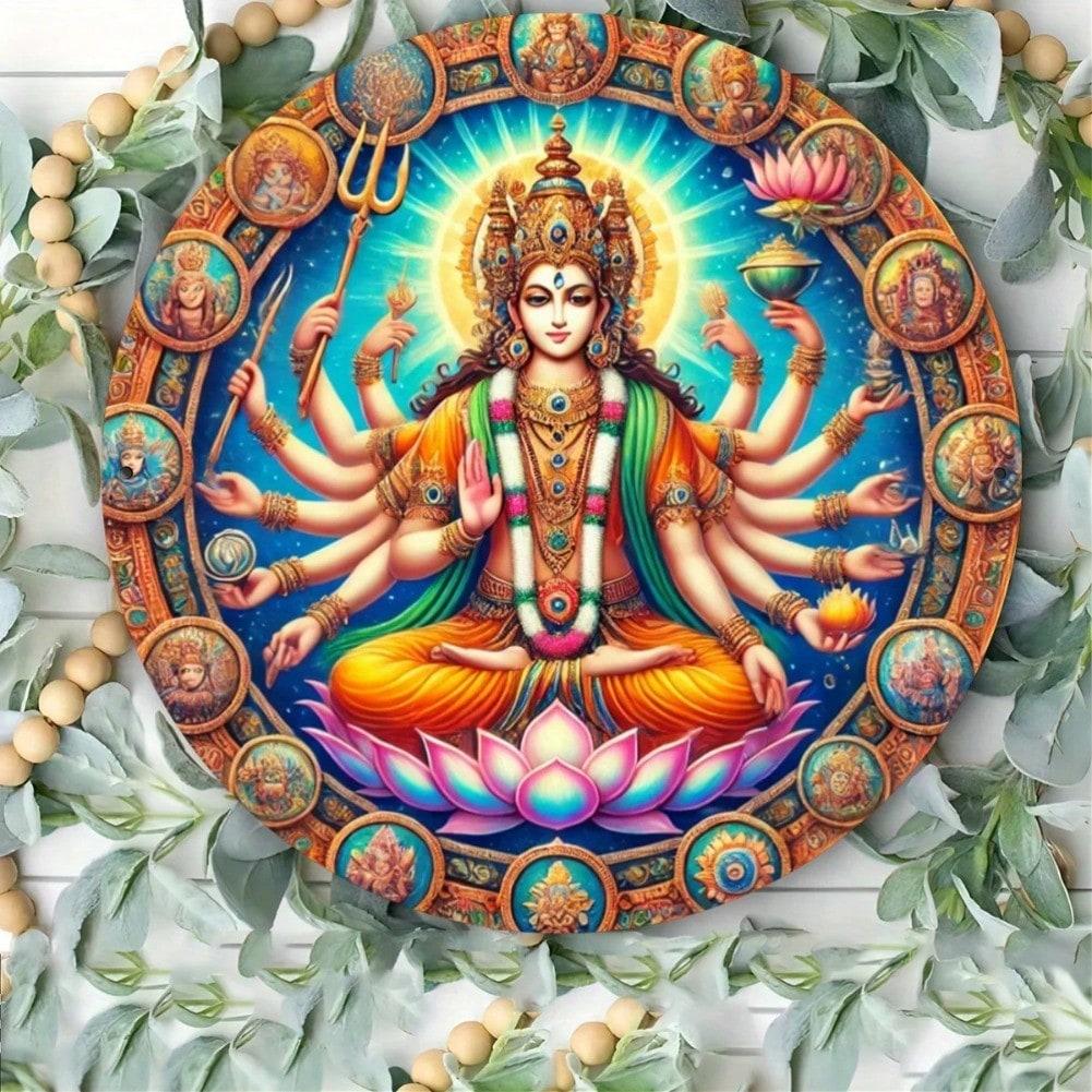 Iron Tin Art Panel Round Logo Durable Metal Wall Decor Holiday Gift 20x20