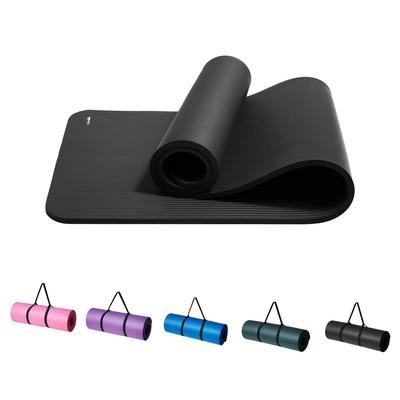 Amazon Basics Thick Yoga with Carry Workout Stretching Pilates Black Mat, 12mm, Strap, Mat, Mat, Mat, 188x61x1.2cm,