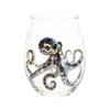 Clear Glass Cups for Party Stemless Wine Glasses with Marine Animal Pattern, 420ml Capacity, High Borosilicate Creative Gift Friends Cup, Round