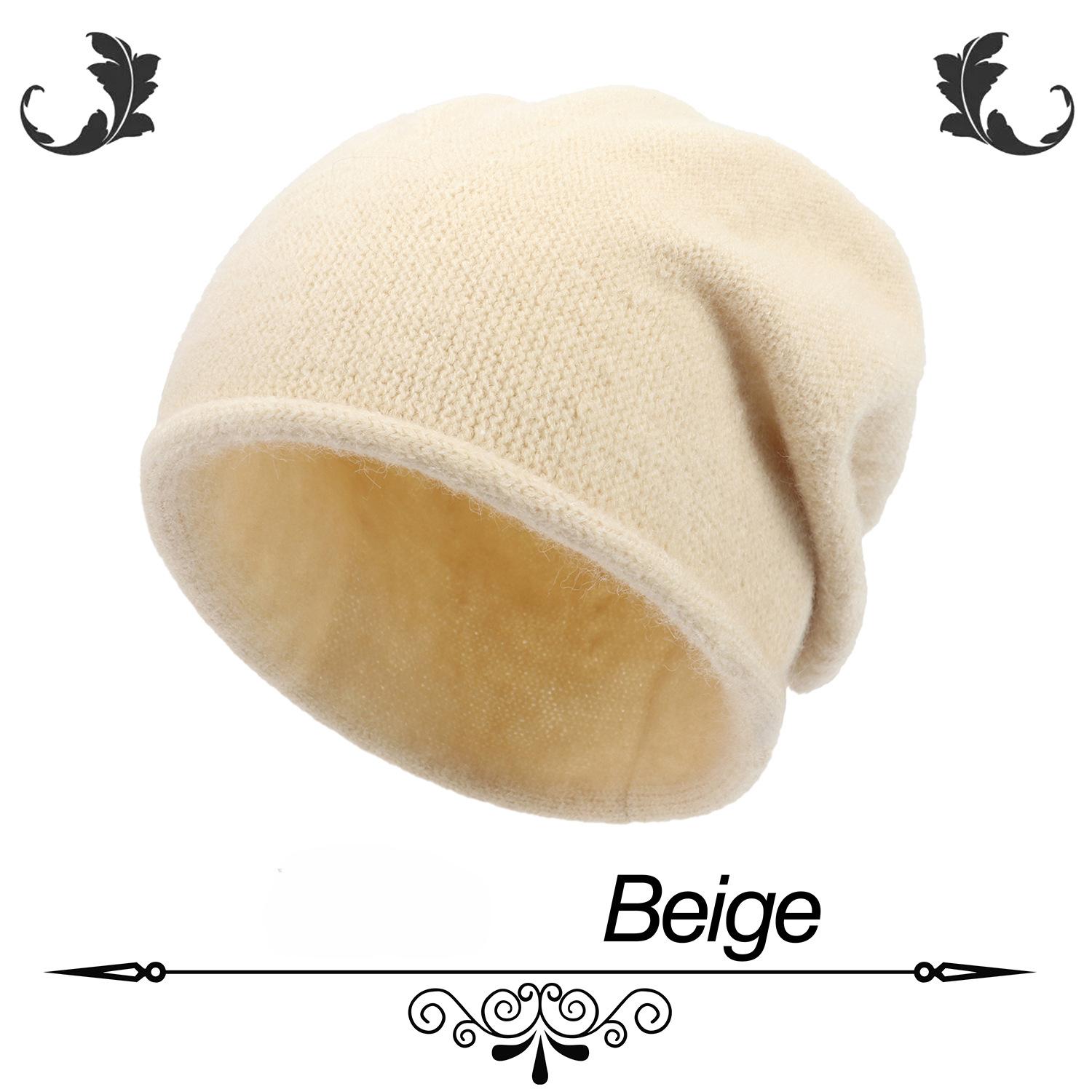 

Осенне-зимние шапки для женщин Теплые шапки с большой окружностью головы Холодные шапки Вязаные шерстяные шапки-пуловеры бежевый