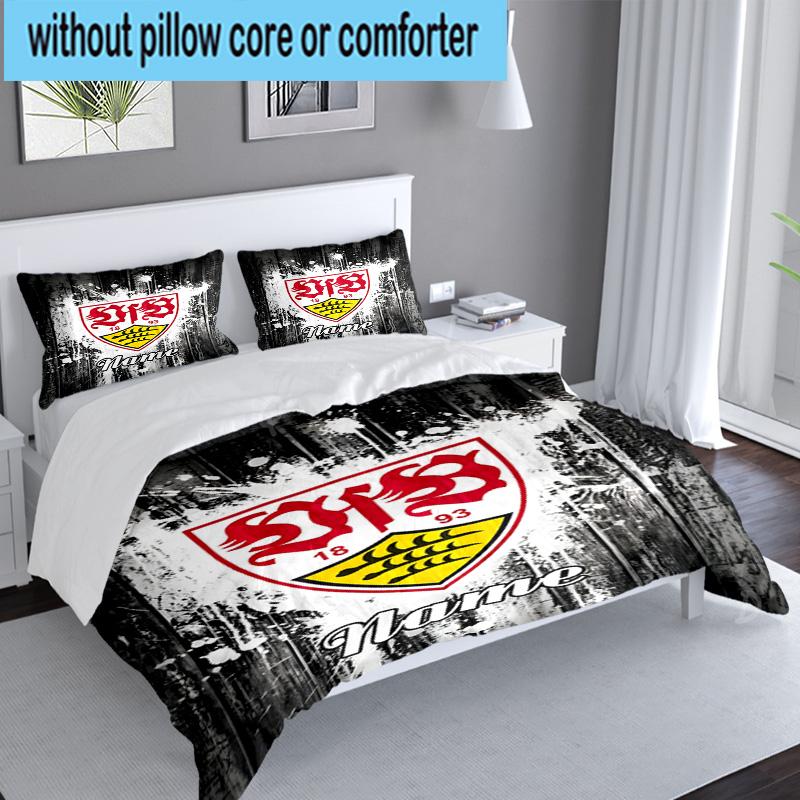 3PCS Custom Name Stuttgart Crest Art Bedding Set, Including 1pc Duvet Cover And 2pcs Pillowcases, Suitable for dorms and bedrooms Gift