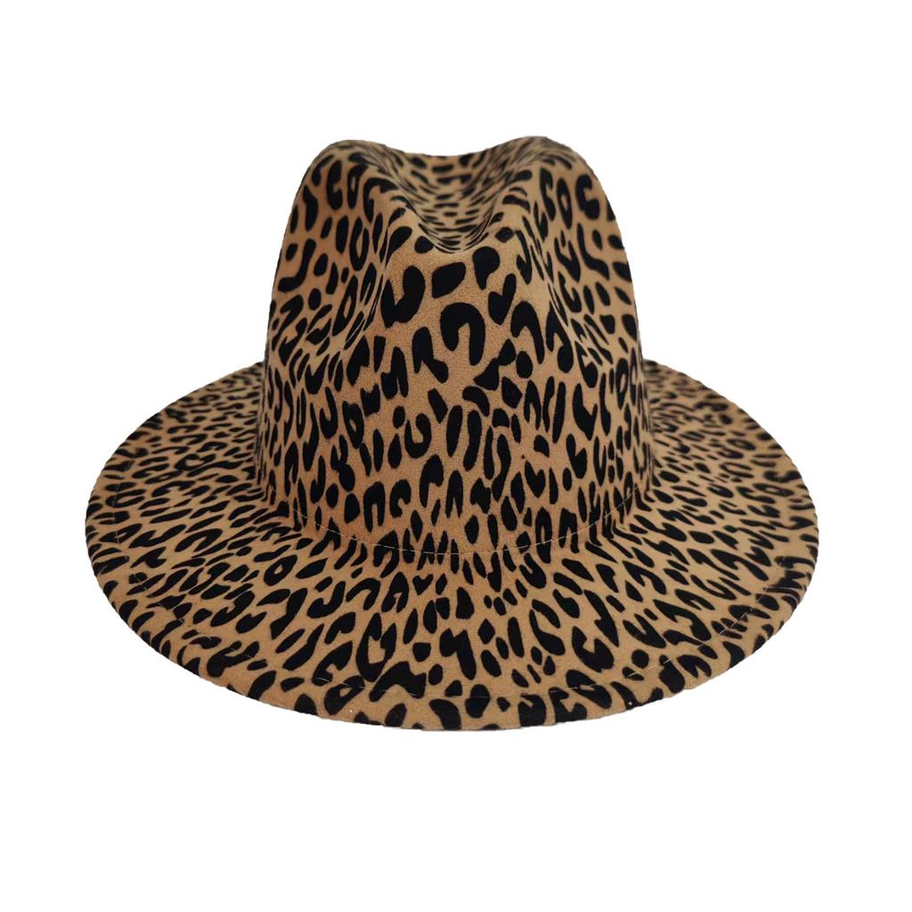 Cross-Border Hot Sale, Women'S Black Fedora, Leopard Print Hat, Men'S Jazz Hat, Spring And Autumn Top Hat, Big-Brimmed Jazz Hat.