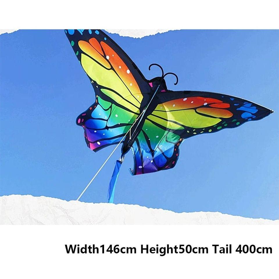 1.45m Colorful Butterfly Kite for Kids Easy To Fly Steering Flying Kites with Long Tail Outdoor Toys Perfect for Family Fun