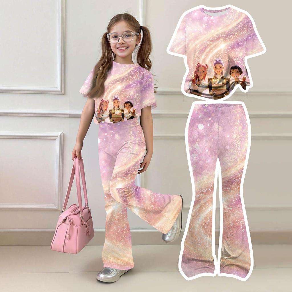 Infant Baby Girls Boys Loose Print T-shirt+Pants Print Outfits Set