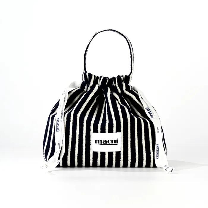 TERRY STRING POUCH BAG NAVY