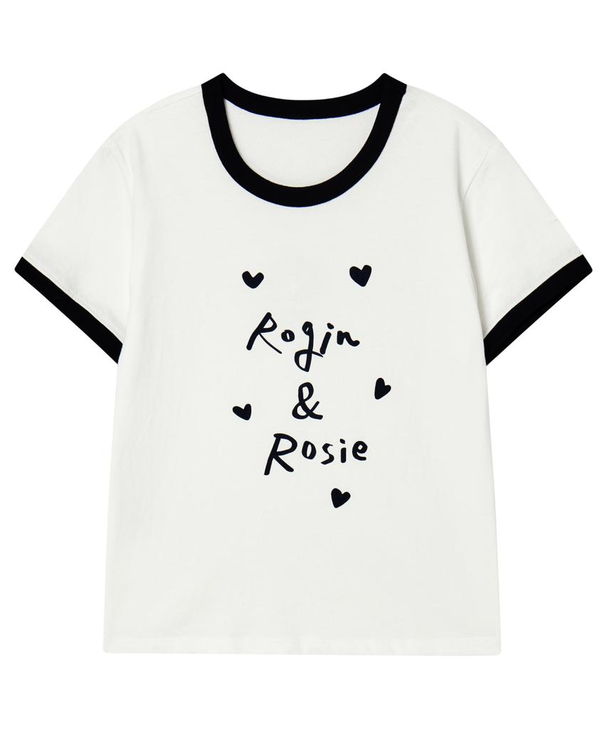 Loginaenloji Rogin N Rosie Lettering Ringer T-Shirt White