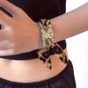 Y2K Leopard Print Ribbon Metal Bracelet - Women's Retro European Style Fashion Accessory.