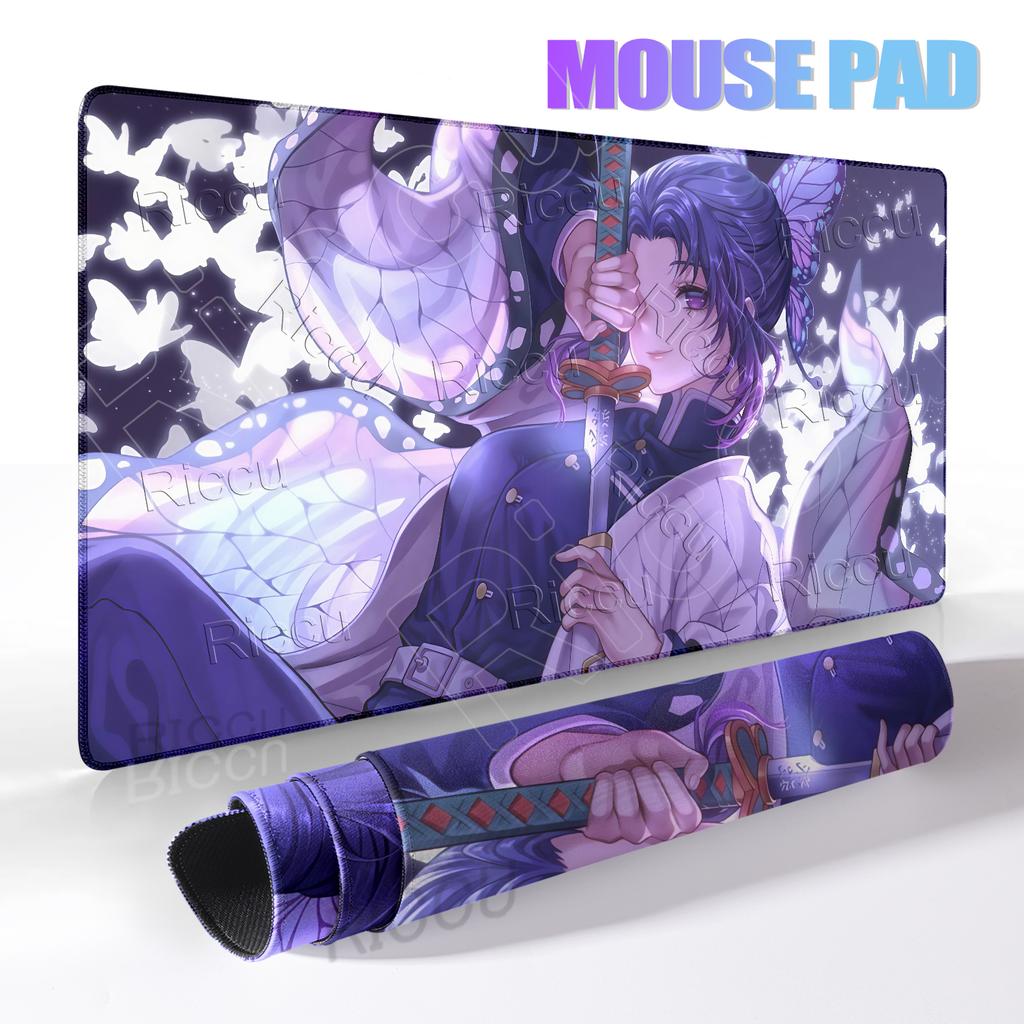 Mouse Pads Extended PC Purple Flower D-demon Slayer Desk Mat New Kochou Shinobu Table Mat Laptop Anime Girl Gamer Rubber Carpets
