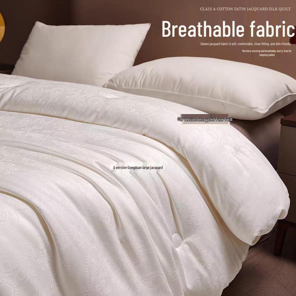All-Cotton Thickened Mulberry Silk Quilt - Warm, Breathable, Jacquard Satin for All Seasons