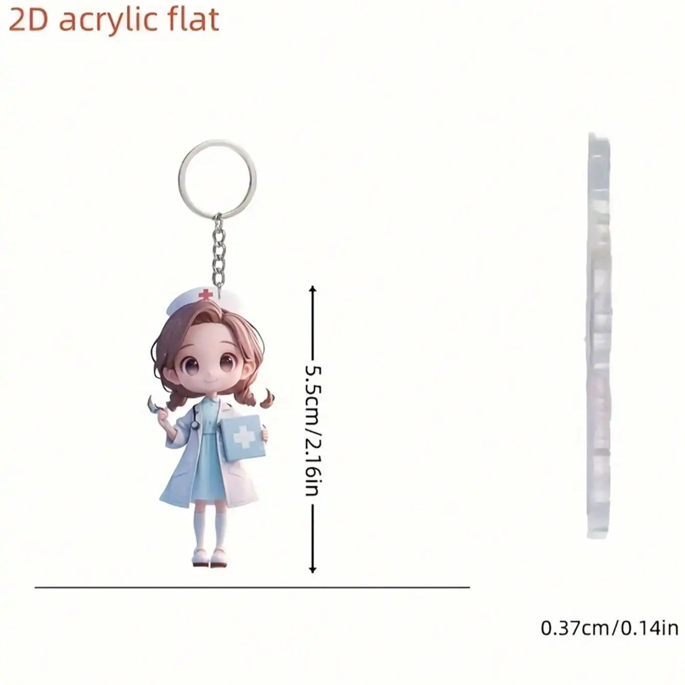 

Cute Acrylic Nurse Keychain - Cartoon Nurse Theme Keychain Inspired byMinimalist StyleDoctor Keychain Backpack Pendant Accessory