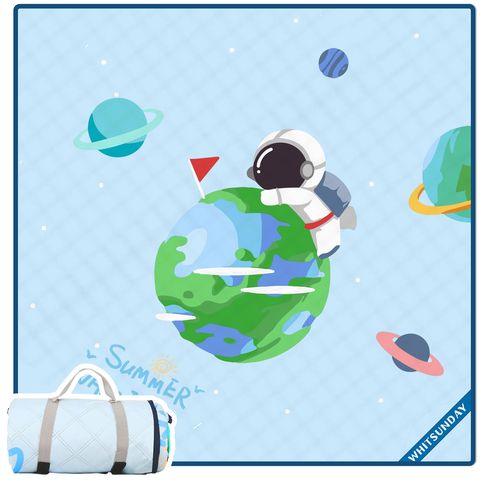 

Whitsunday Picnic Blanket Outdoor Picnic Extra Large Kids Machine Washable Camping Waterproof Foldable for Park (Astronaut) Blanket, 80 x 80 Blanket,