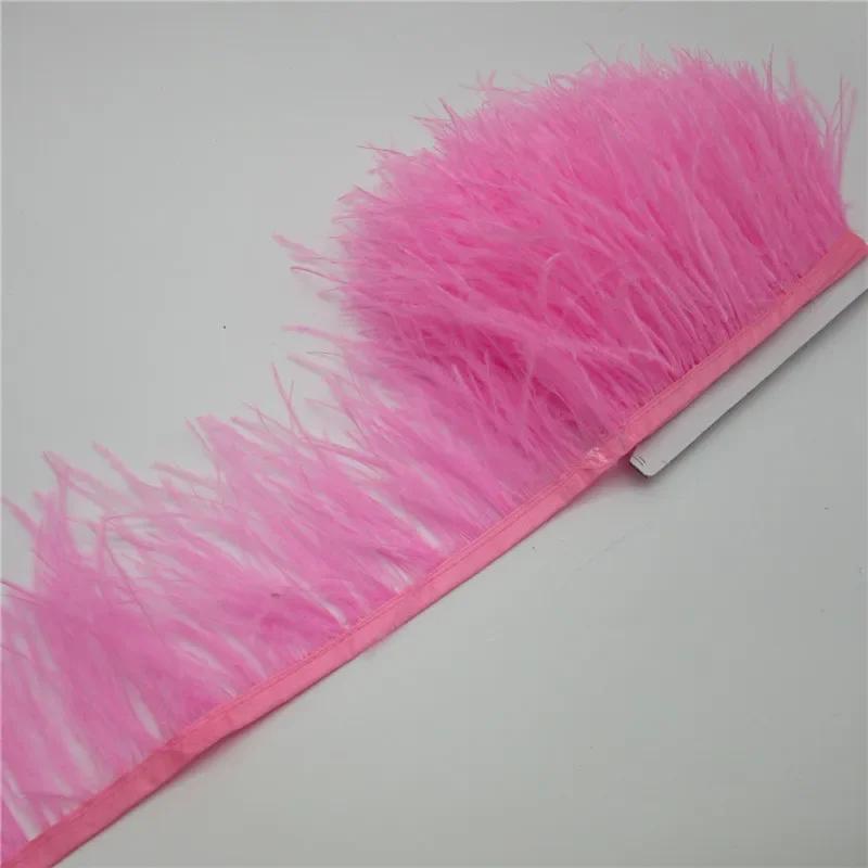 Feather1Meter Fluffy White Ostrich Feathers Trim Fringe 8-10cm Feather Ribbon for Wedding Party Sewing Dress Clothing Decoration Crafts