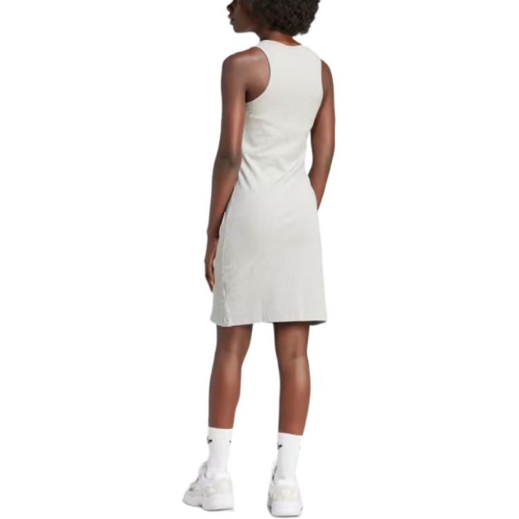 Adidas Originals Essentials Rib Tank Dress Fitted Round Neck Sleeveless Mini Dress Women Dress Light-Grey IR5923