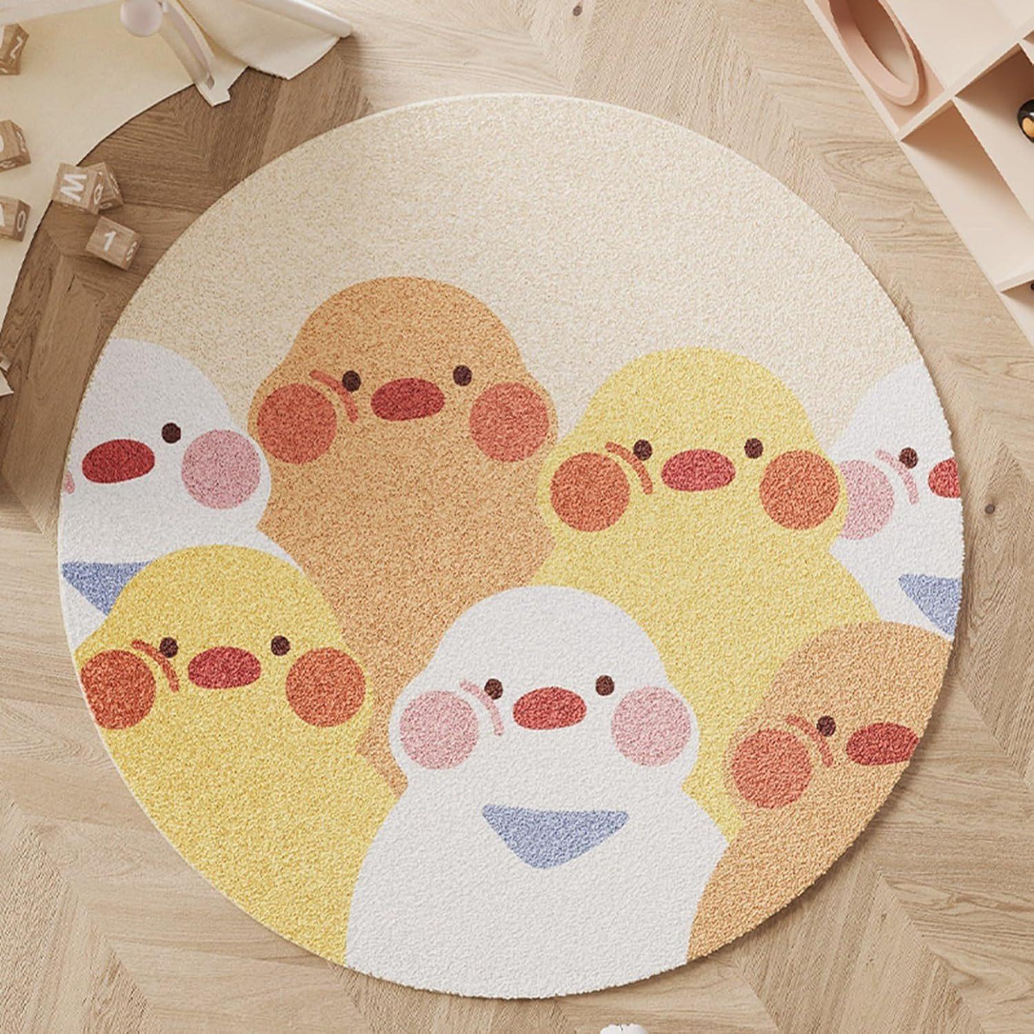 

Cute Rug Circular Carpet Cartoon Animal Teddy Bear Printed Mat Bedroom Decoration Anti Slip Foot Pad Home Decoration 60cmx60cm