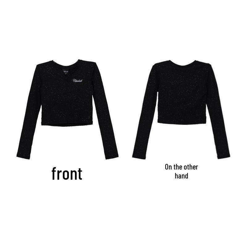 Spicy Girl Slimming V-Neck Long-Sleeve Sports T-Shirt - Autumn 2025, Casual and Versatile.