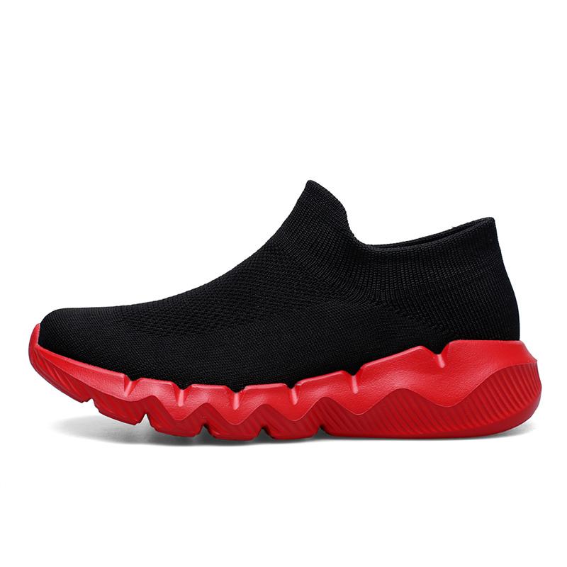 Red Knit Men's Sock Shoes Slip-on Lightweight Casual Sneakers Unisex Big Size 48 Non-slip Comfortable Sport Shoes Women Sneakers