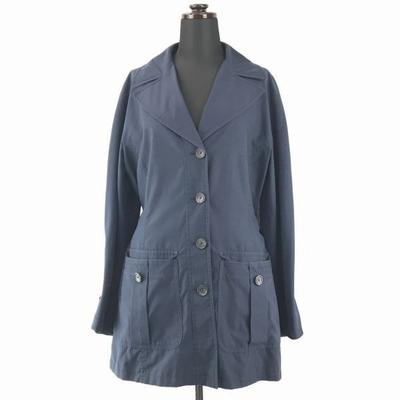 Italy Max & Co Spring Coat Outer 36 Women S Navy Waist Belt(USED)