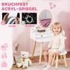 Kids Vanity Table Set Dressing Table with Stool Mirror Drawers Clothes Rails for 3-8 Years 56 X 38 X 87.8 Cm White