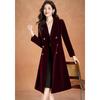 Kebeier Women's Velvet Double-Breasted Wool Blend Coat