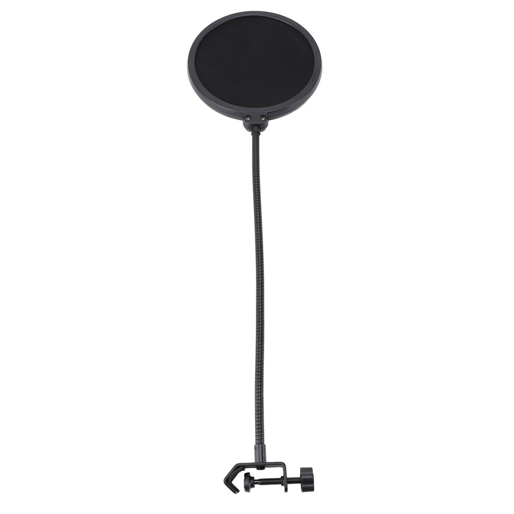 Mic Pop Filter Double Layered Nylon Mesh Microphone Pop Shield with Flexible 360° Gooseneck Clip for