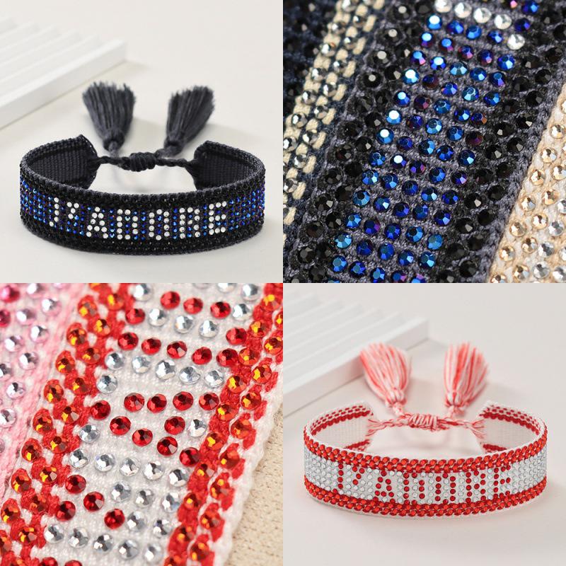 Unisex European Handwoven Tassel Bracelet with Hot-drilled Letter Design