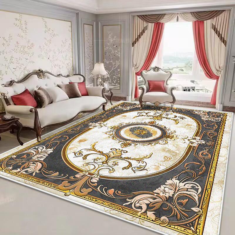 European Style Antiskid Large Living Room Carpet Lint-free Washable Dining Room Coffee Tables Mat Easy Clean Soft Bedroom Carpet