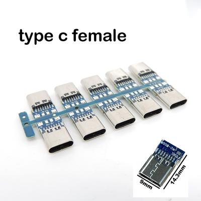 USB 3.1 Type C Female Connectors Jack Tail Usb C feMale Plug Electric Terminals Welding DIY Data Cable Support PCB Board