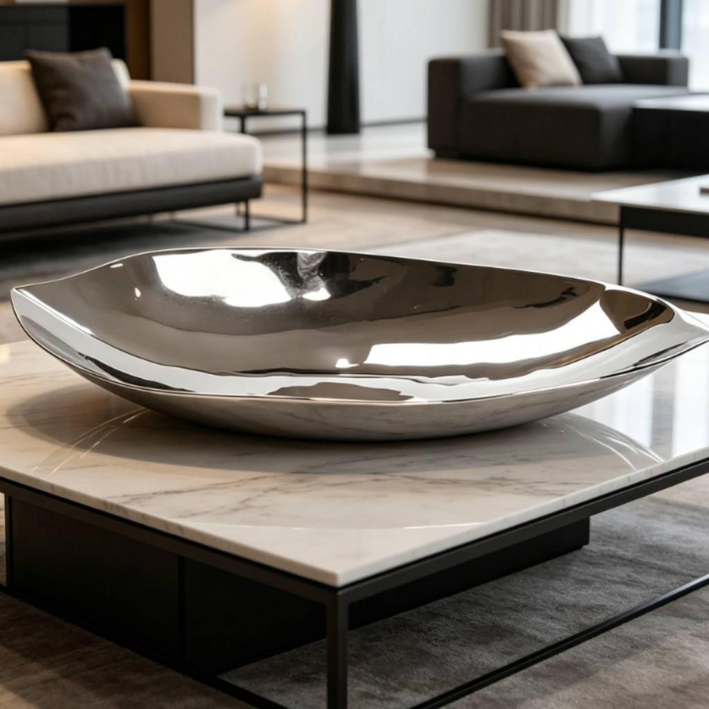 Leaf-Shaped Tray Decorative Aluminum Lustrous Metal Leaf Platter