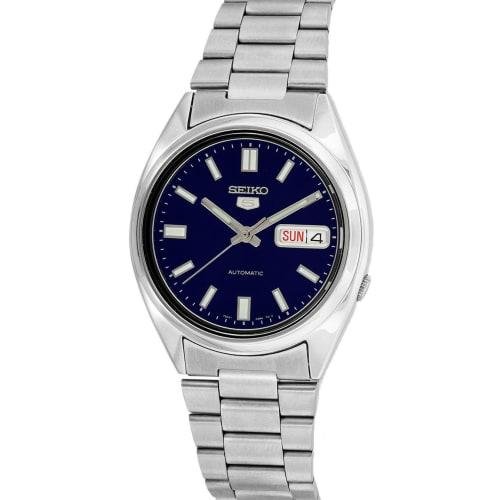 

SEIKO 5 Automatic Men s Watch with Skeleton Back, Navy Dial, SNXS77K