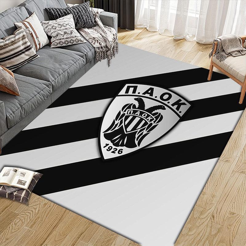 PAOK Flannel Printed Carpet, Home Sofa Decoration for Living Room & Bedroom, Non‑Slip Play Flannel Floor Mat for Game Room