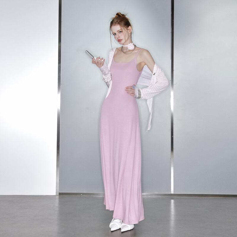 UNIFREE French Rose Strap Dress & Cardigan Set