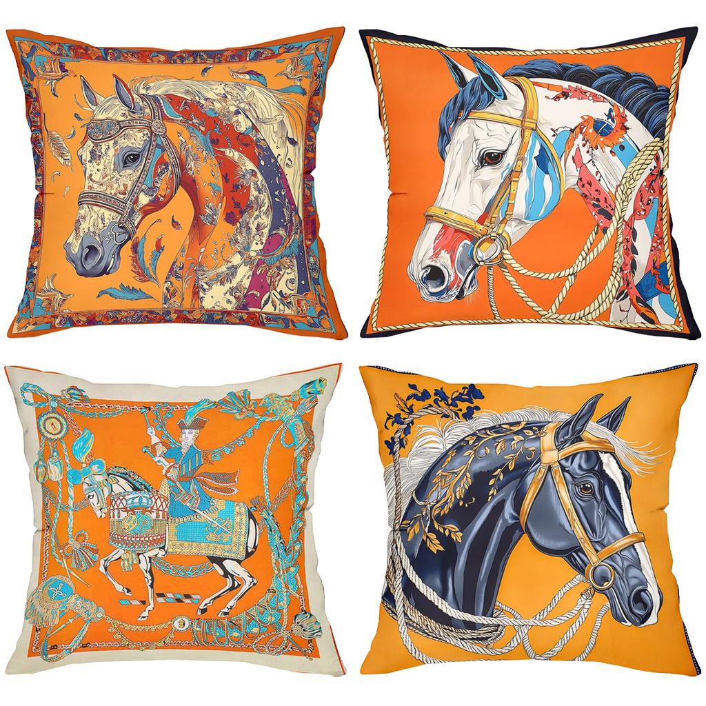 Colorful Horse Patterned Cushions for Home Decor Polyester Pillowcase,sofa Decorative Cushion Cov Headboard Pillow